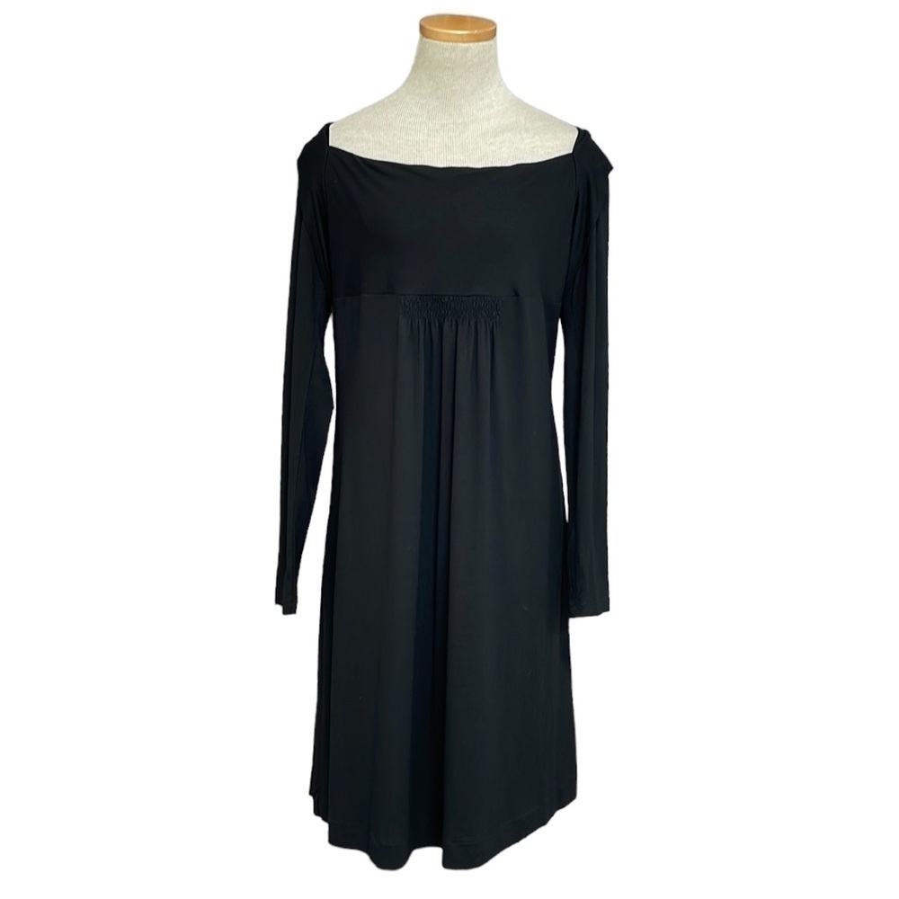 Trussardi Jeans NWT Midi Dress Long Sleeve Boat Neck Black Size X Large XL